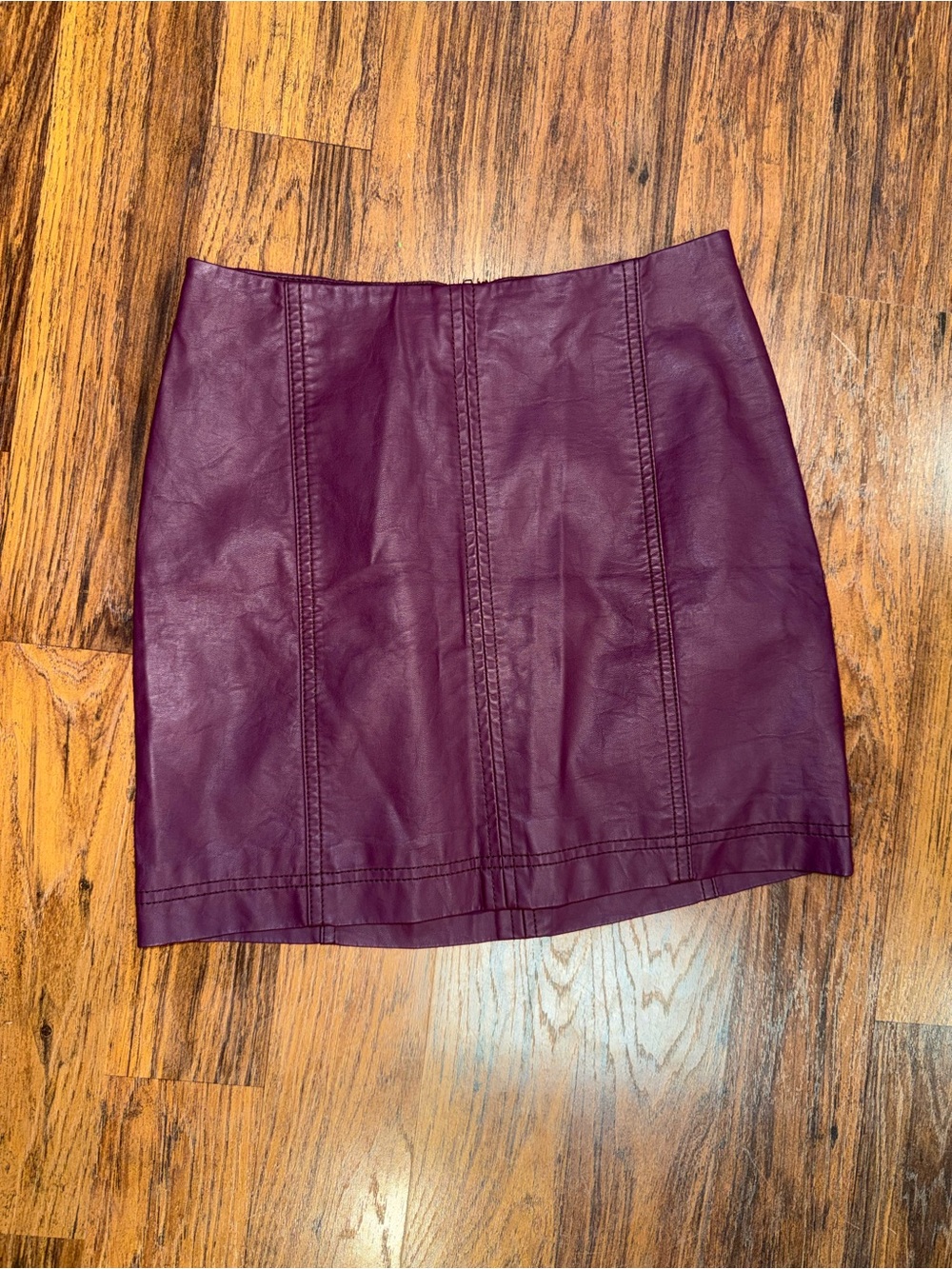 Free People Burgundy Faux Leather Mini Skirt
